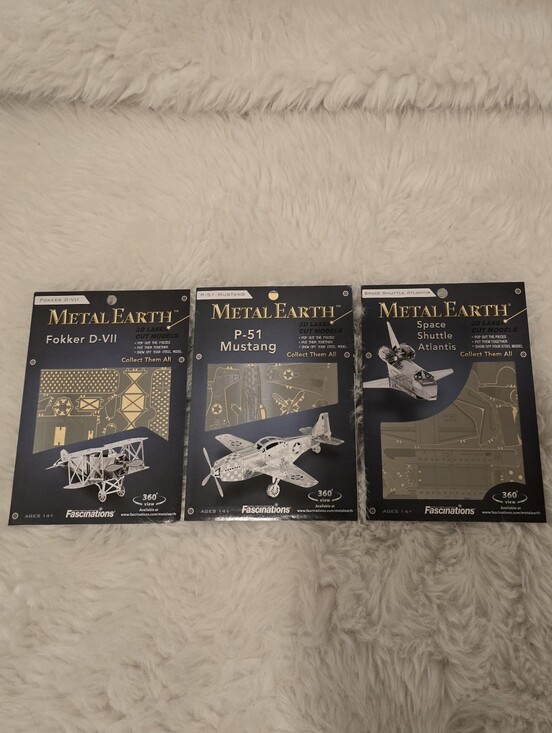 Fascination Other - Metal Earth 3D Laser Cut Models Kit Bundle - Silver Aircraft & Shuttle